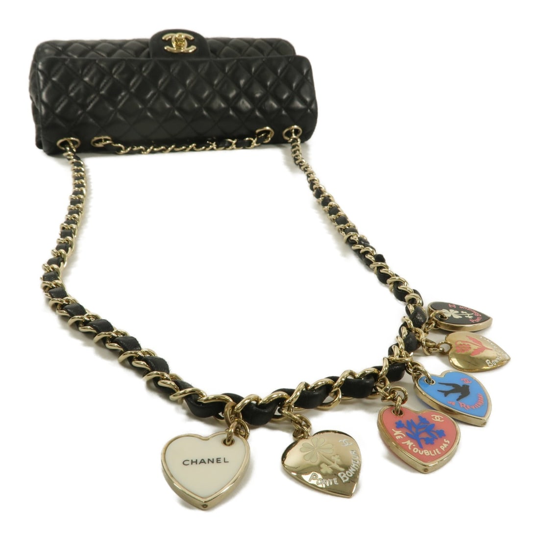 Chanel Lambskin Chain Shoulder Bag Black - 9