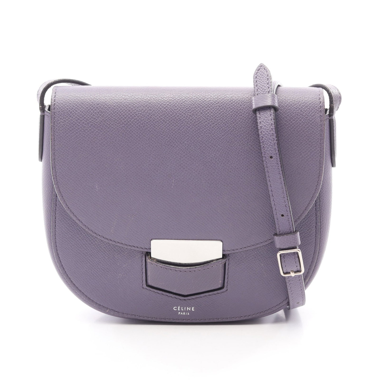 Celine Trotter Small Purple: Purple leather Trotter Small shoulder bag. No accessories. Size 17 x 18 x 4 cm, strap 110 to 118 cm.