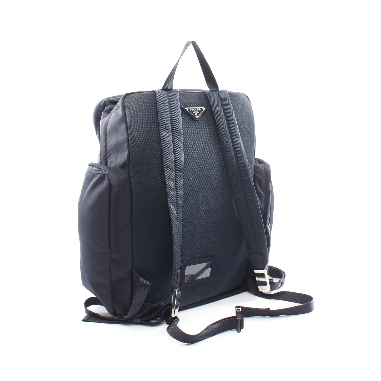 Prada Triangle Logo Nylon Backpack Navy - 2