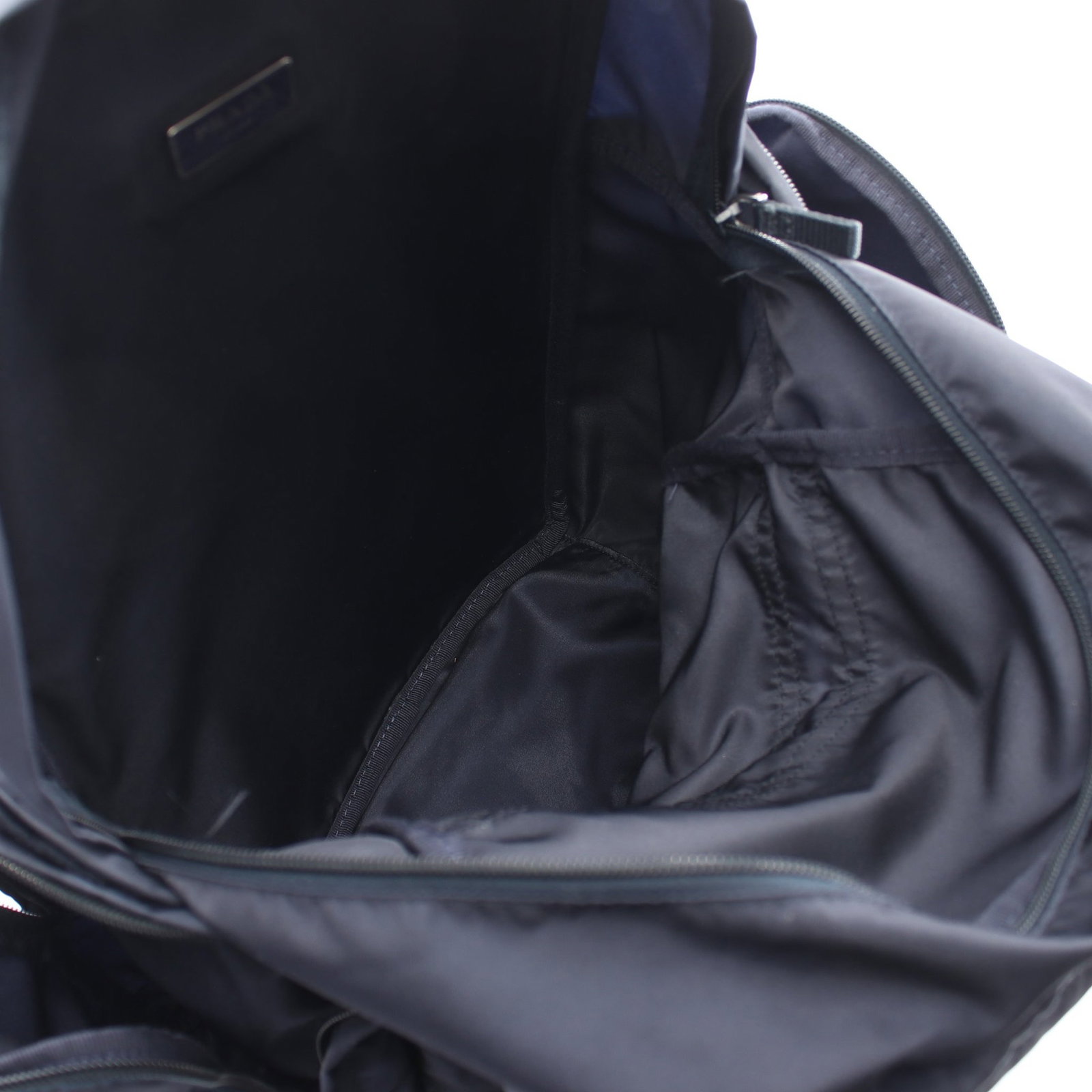 Prada Triangle Logo Nylon Backpack Navy - 3