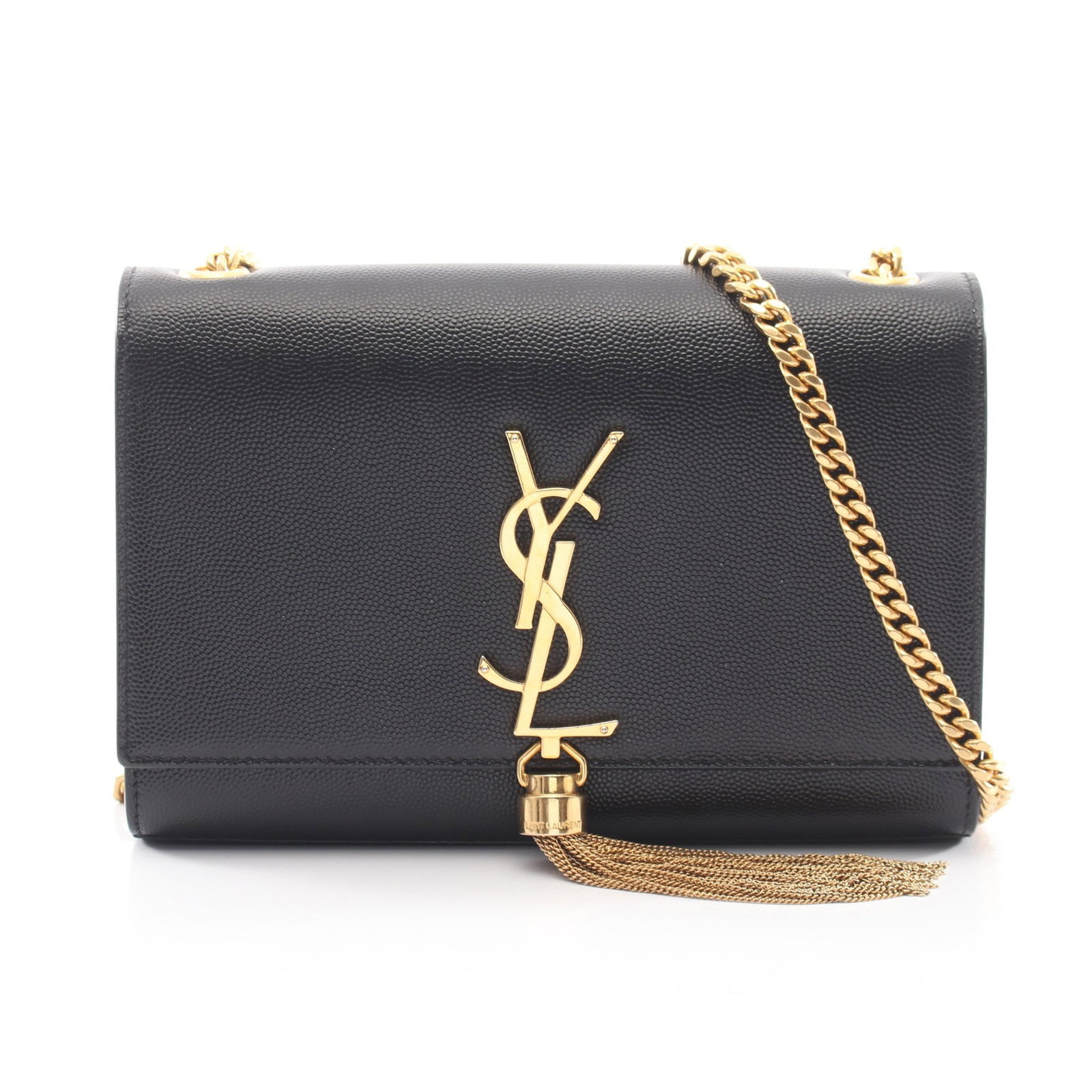 Saint Laurent Kate Small Black: Leather chain shoulder bag in black. H 13 cm; W 20 cm; D 4.5 cm; strap 112 cm. No accessories.
