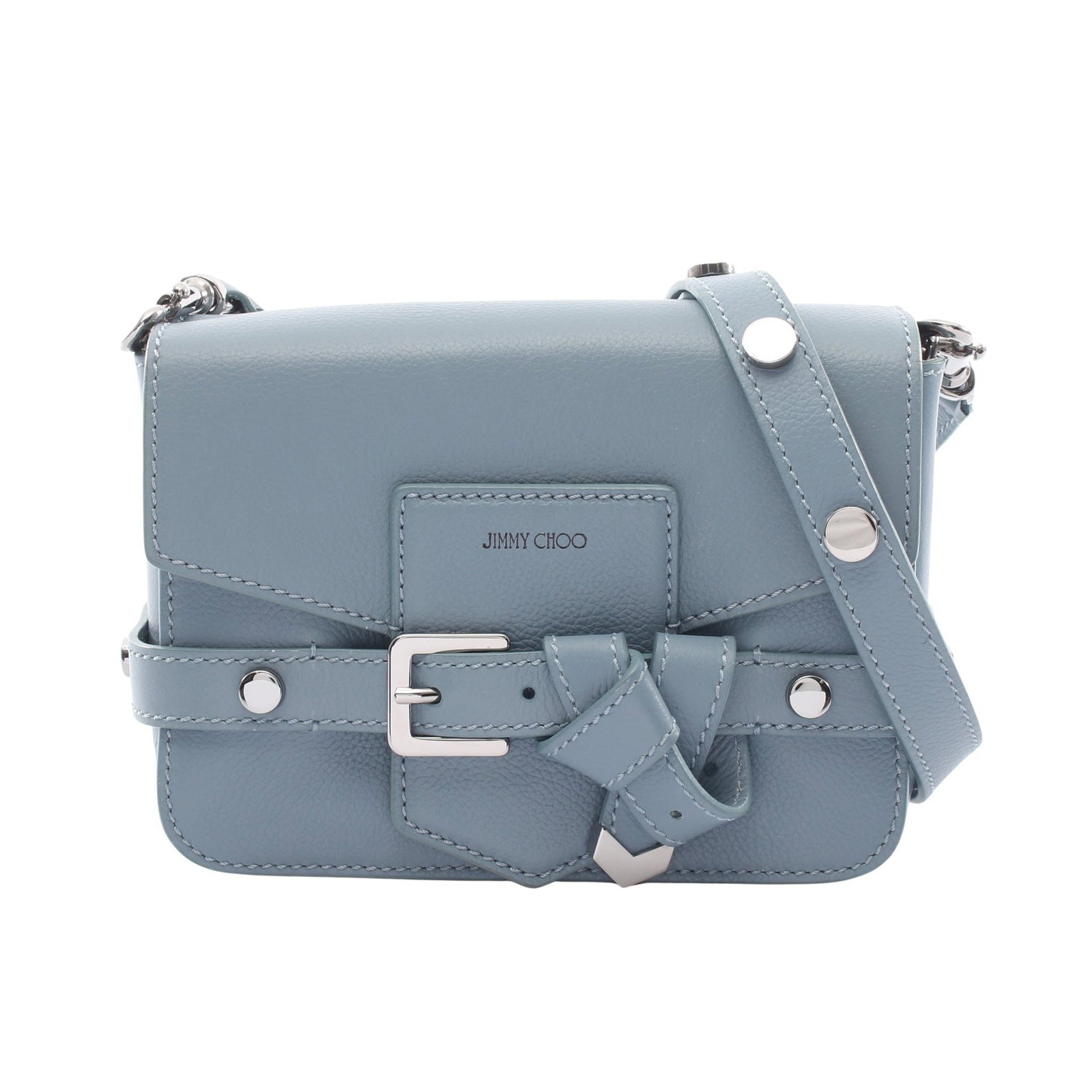 Jimmy Choo Lexie Shoulder Bag: Blue gray leather Lexie shoulder bag. No accessories. Size 14.5 x 20/19 x 6 cm, strap 119 to 128 cm.