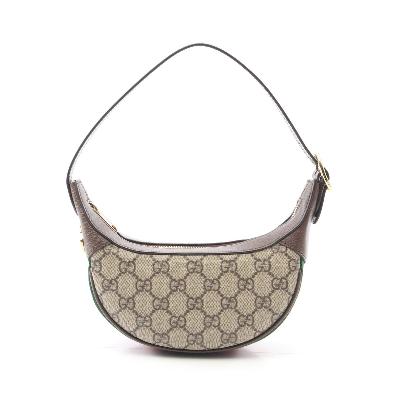 Gucci Ophidia GG Supreme Mini: Gray beige and dark brown Ophidia GG Supreme mini handbag in PVC leather. No accessories. Size 9 x 19 x 5 cm, handle 38 to 48 cm.