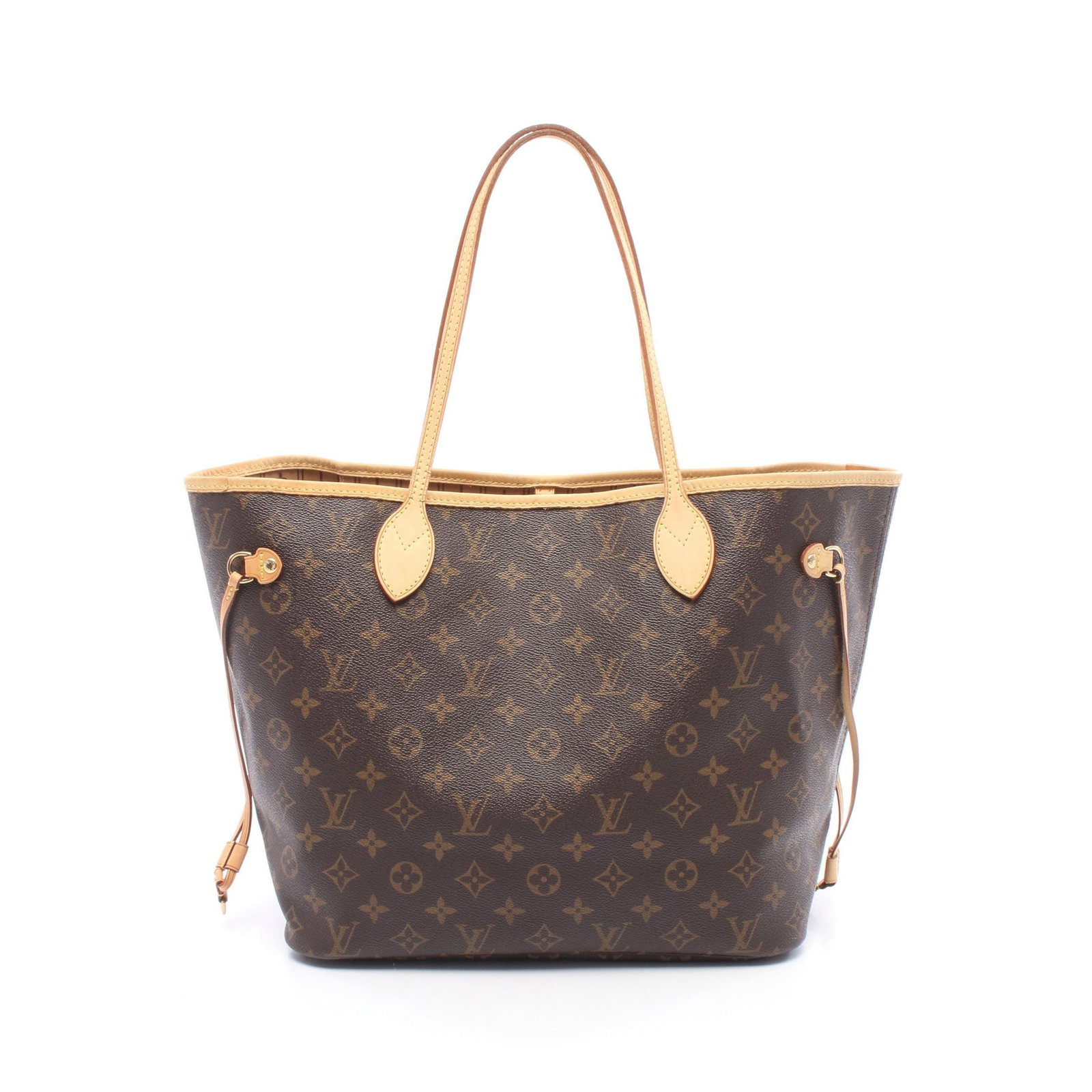 Louis Vuitton Neverfull MM Monogram: Brown Monogram PVC leather shoulder tote. No accessories. Size 29 x 46/32 x 16 cm, strap 51 cm, max drop 20 cm.