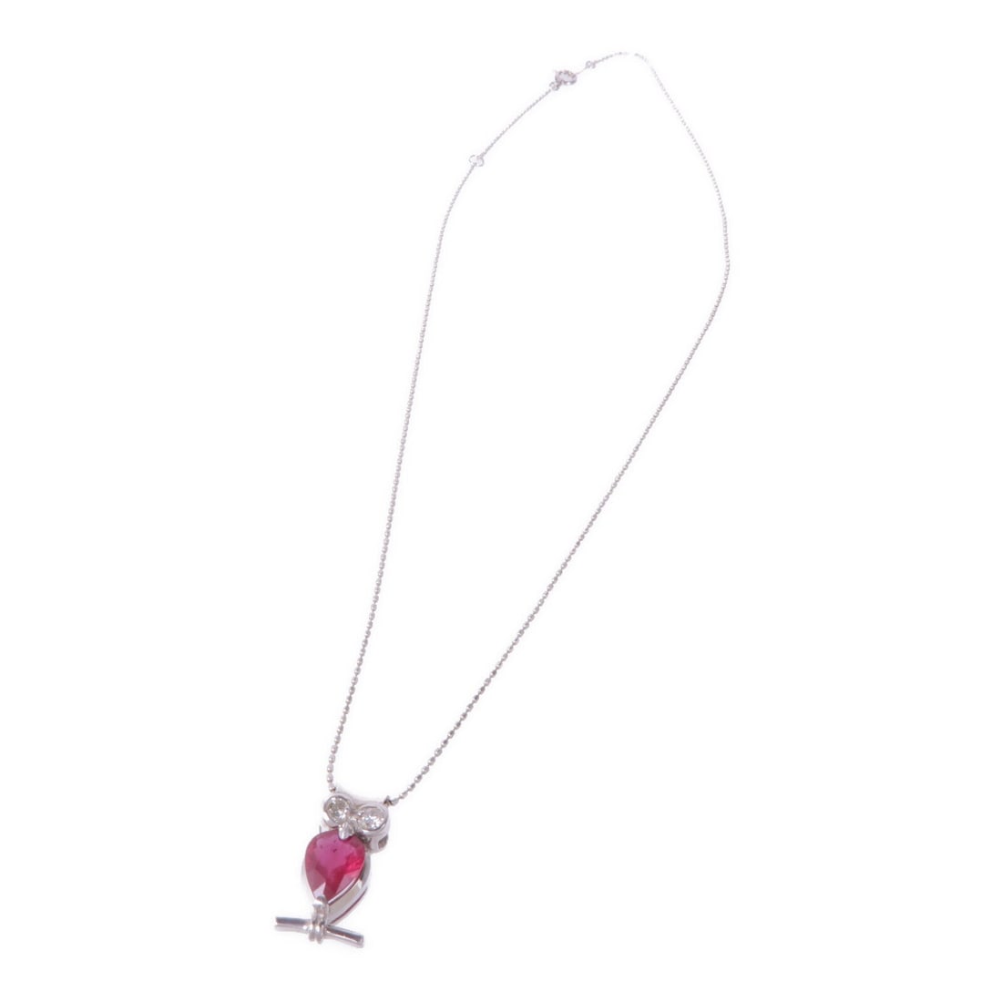 Ruby Diamond Necklace 18K White Gold - 3