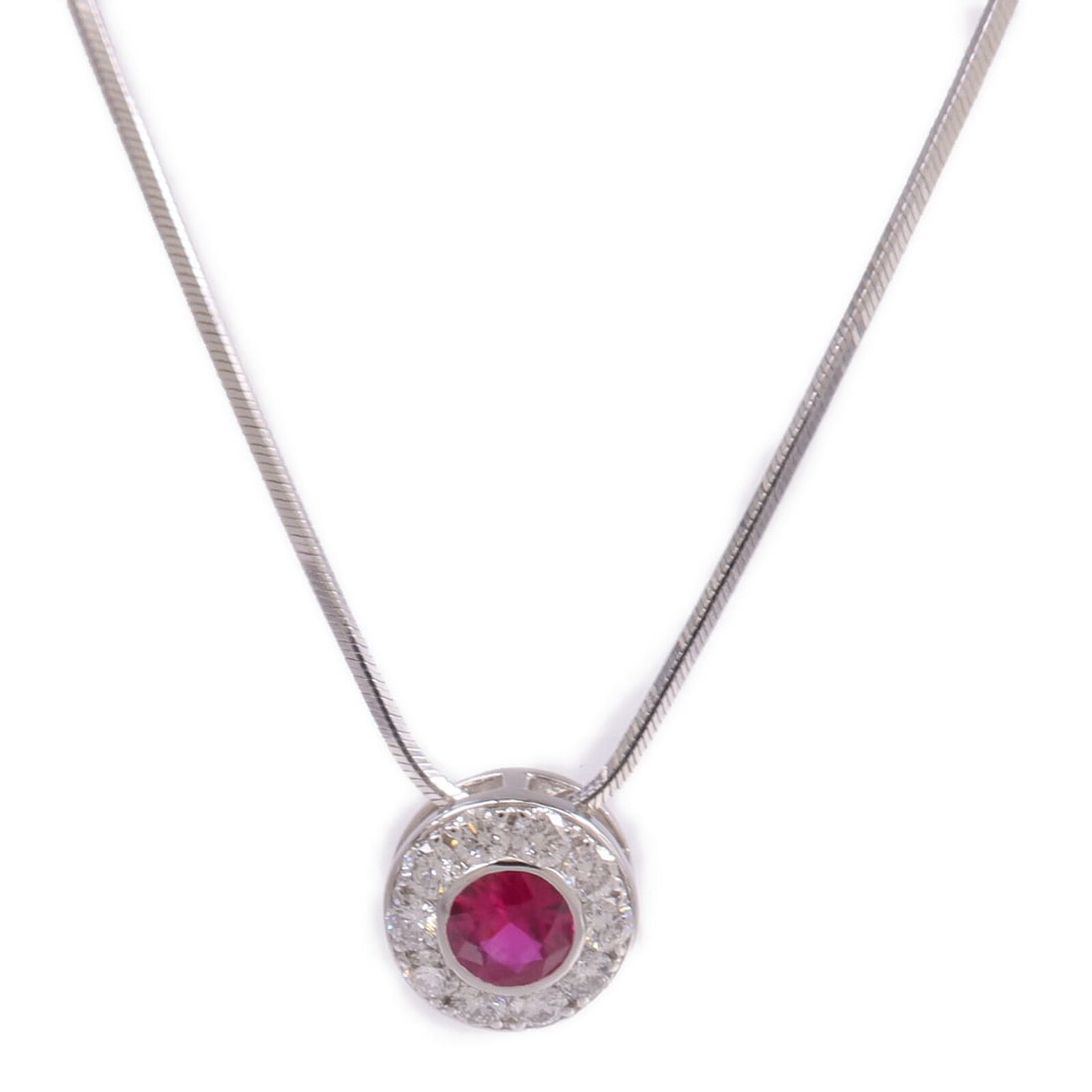 Ruby Diamond Necklace 18K White Gold - 3