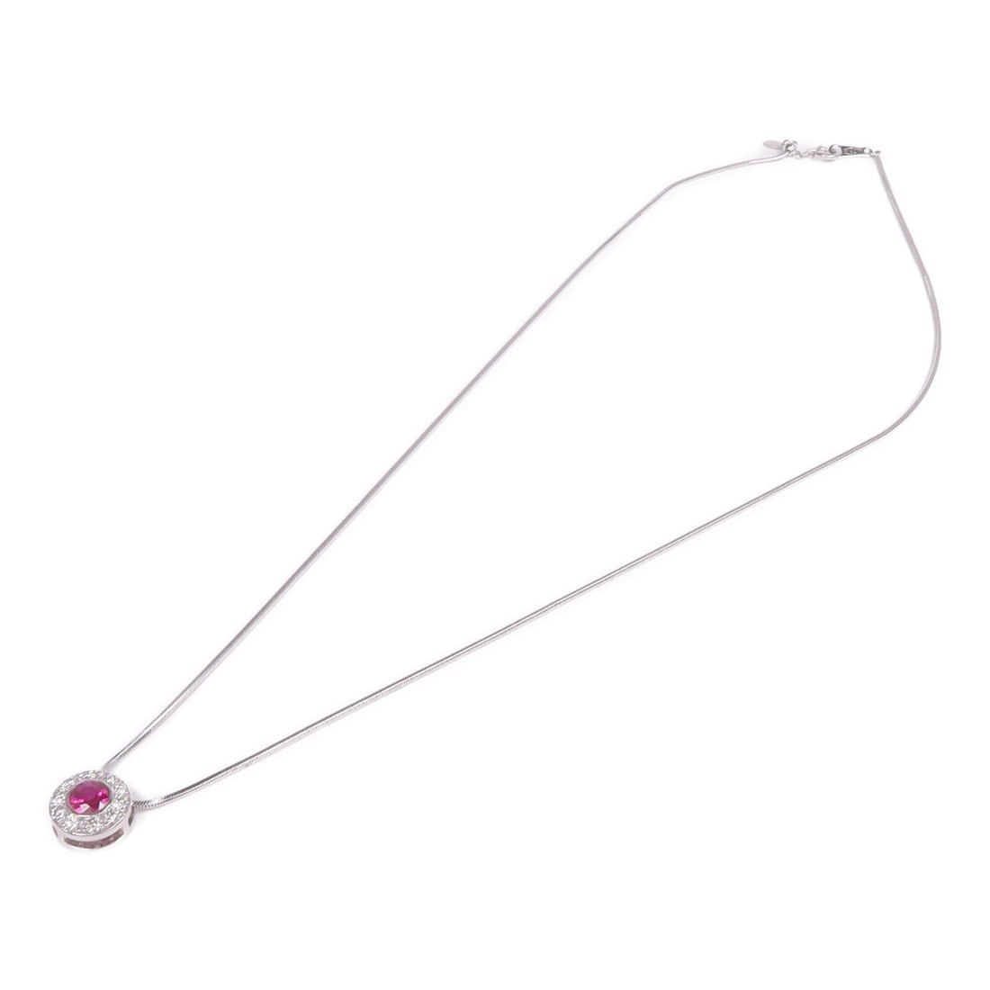 Ruby Diamond Necklace 18K White Gold - 4