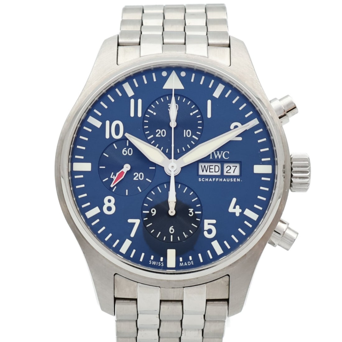 IWC Le Petit Prince Auto SS Blue: Automatic watch in stainless steel, blue color. Accessories: piece. Case diameter 43mm; max arm circumference 18cm; band width 20mm.