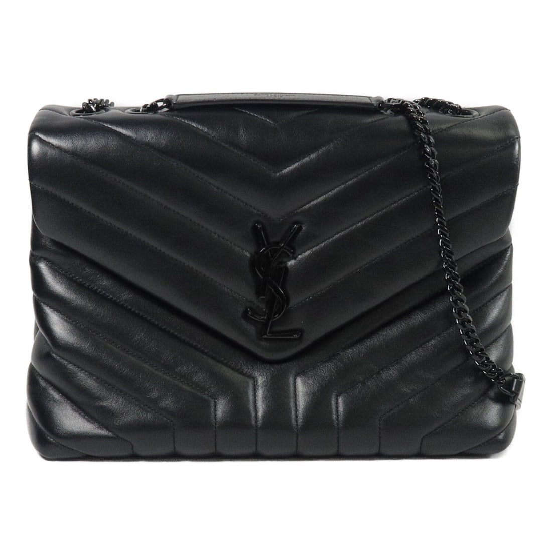 Saint Laurent LouLou Medium: Black calfskin leather LouLou Medium chain shoulder bag. Includes storage bags. Size 29 x 22 x 11 cm, shoulder 61 to 103 cm.