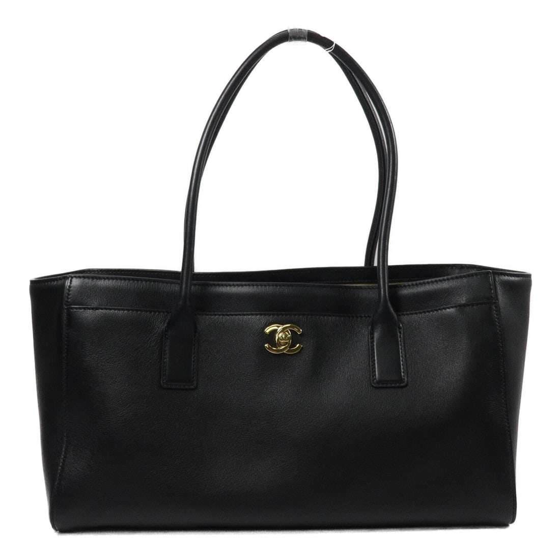Chanel Small Shopping Bag Black: Black calfskin leather Small Shopping Bag shoulder bag with gold hardware. No accessories. Size 35 x 20 x 9 cm, shoulder 48 cm.