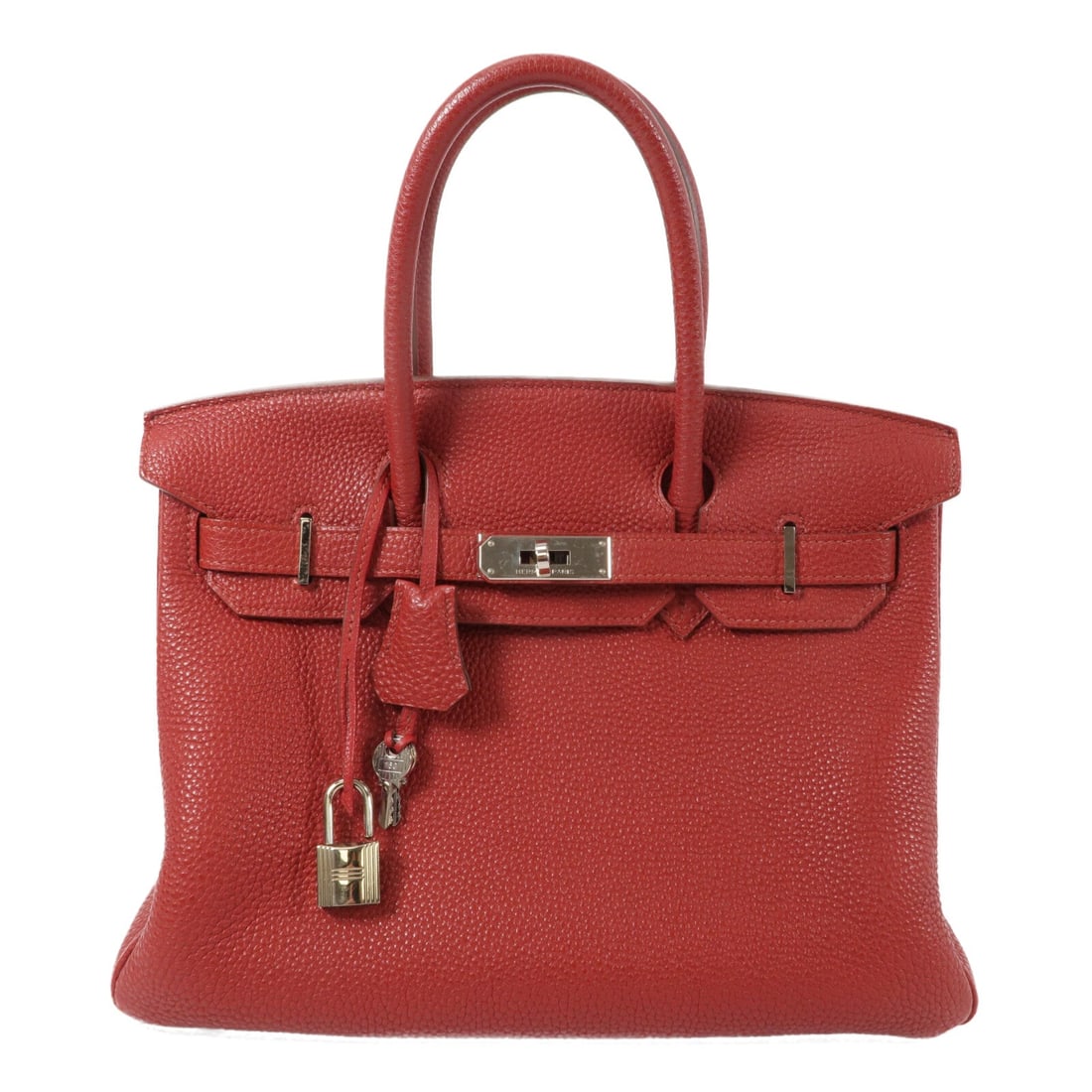 Hermes Birkin 30 Rouge Garnet: Rouge Garnet red Togo leather Birkin 30 handbag with palladium hardware. Includes storage bags, clochette, key and cadena. ?N square, 2010 year. Size 30 x 22 x 16 cm, handle 29 cm.