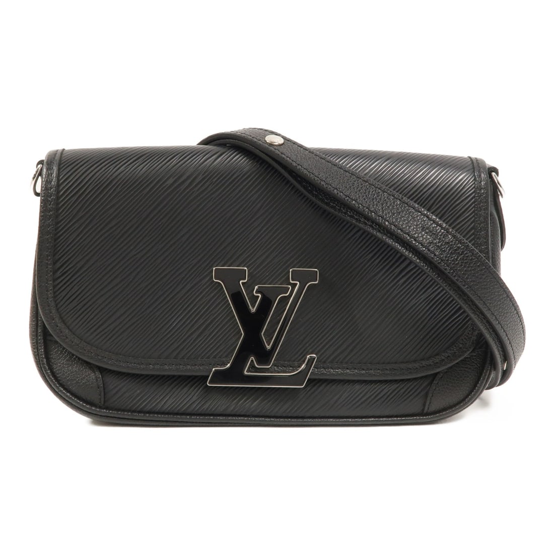 LV Buci Epi Black SHW: Black Epi calfskin leather Buci shoulder bag with silver hardware. Includes storage bags and shoulder strap. RFID. Size 22 x 15.5 x 8.5 cm, shoulder 68 to 114.5 cm.