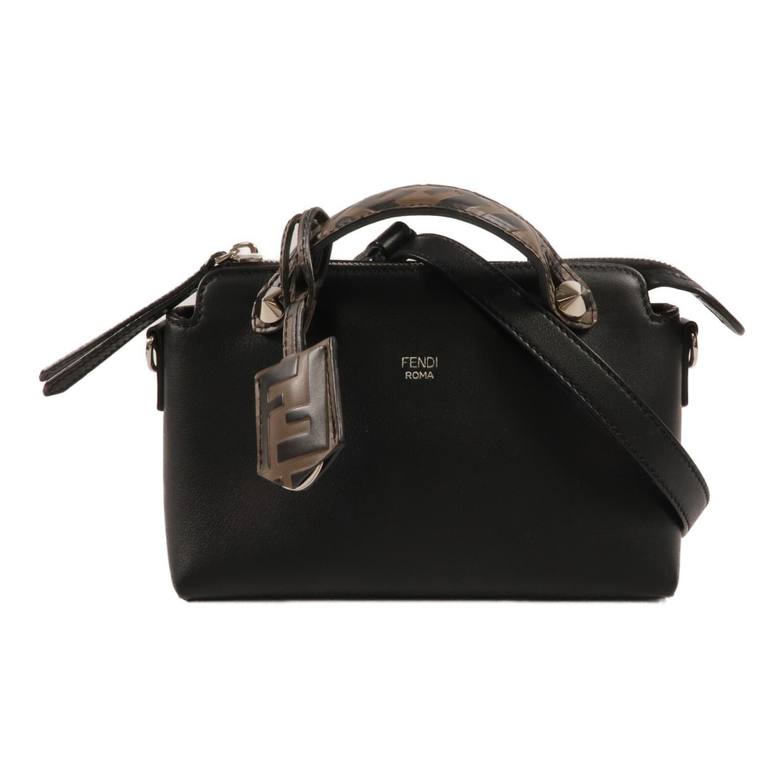 Fendi By The Way Mini Black: Black calfskin leather By The Way Mini 2WAY shoulder bag with silver hardware. Includes storage bags and clochette. Size 20 x 12 x 9 cm, handle 9 cm, shoulder 89 to 122 cm.