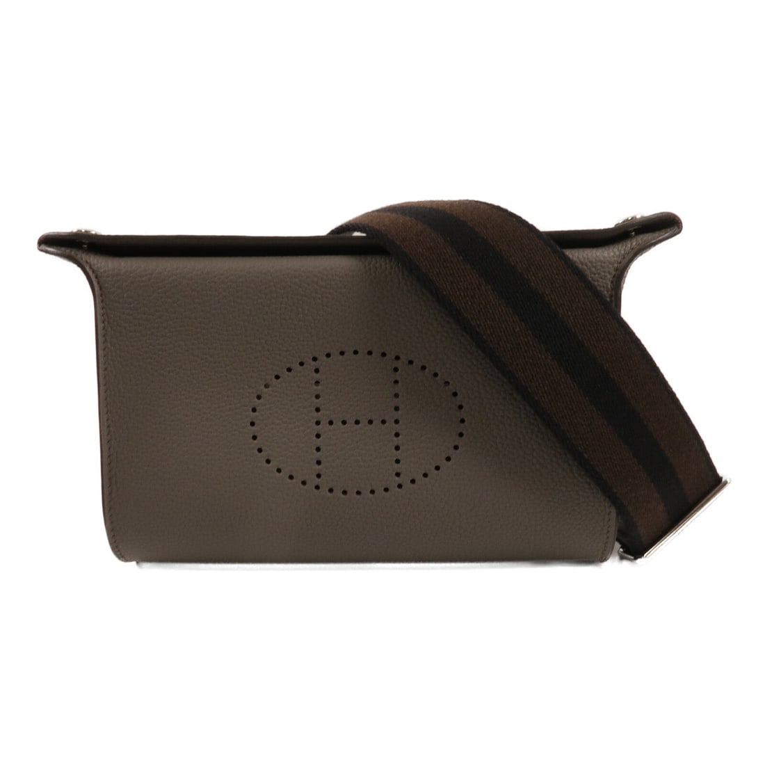 Hermes Videpoches Etain PHW: Etain gray Epsom calfskin Videpoches shoulder bag with palladium hardware. Includes storage box and storage bags. W stamp, manufactured in 2024. Size 21 x 13.5 x 5 cm, shoulder 85 to 125 cm.