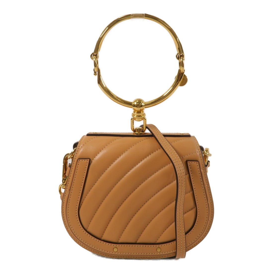 Chloe Nile 2WAY Beige: Beige calfskin leather Nile 2 way shoulder bag with gold hardware. Includes storage bags and guarantee. Size 19 x 16 x 5.5 cm, handle 17 cm, shoulder 97 to 109 cm.