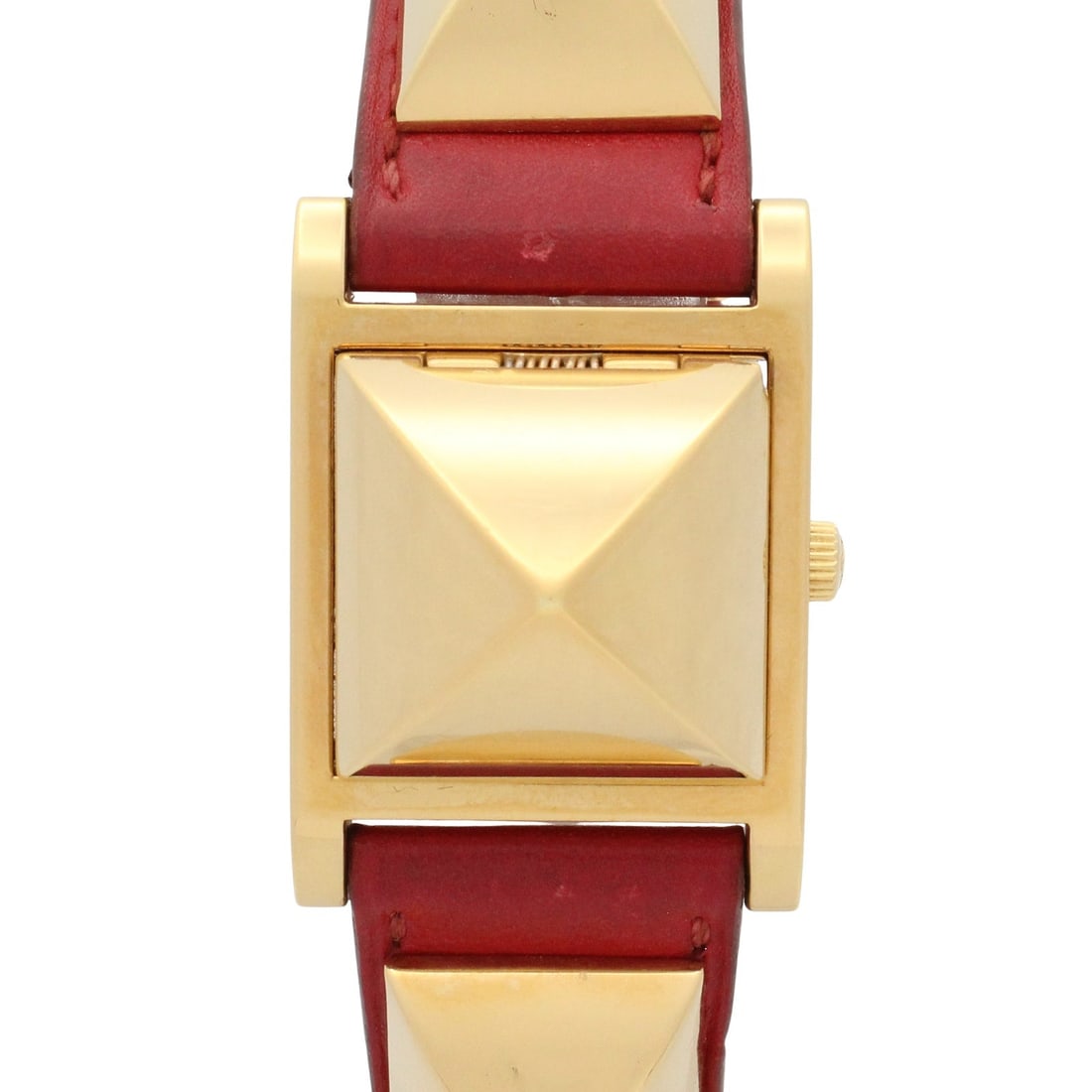 Hermes Medor ME1.201 Gold Plated White: Wrist watch. Color: White. Material: Gold Plated, Leather belt. Model ME1.201. Case 32mm x 23mm; max wrist 16.5cm.