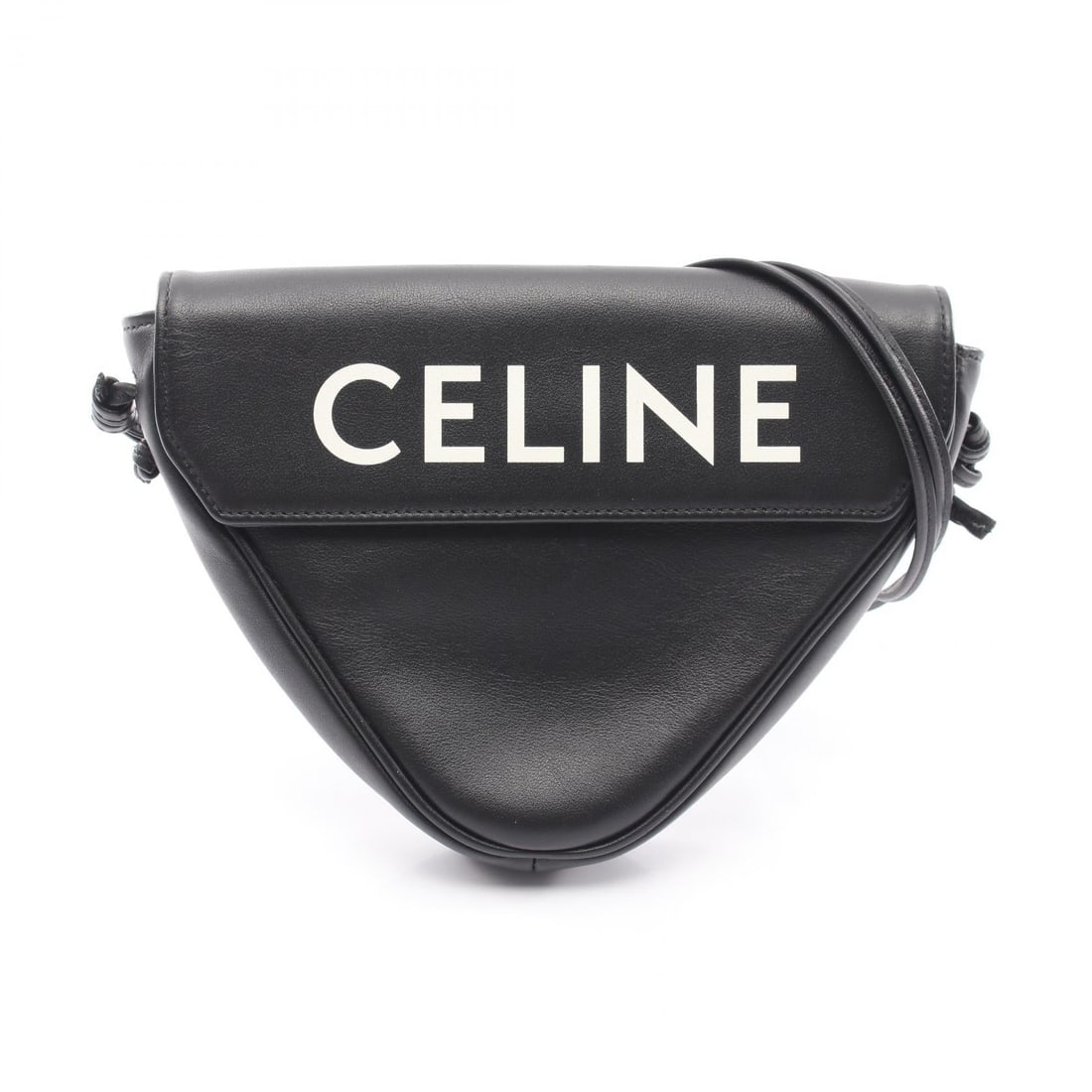 Celine Triangle Shoulder Bag Black Leather: Black leather Triangle shoulder bag. Size: W20 x H15 x D3 cm. Shoulder 82-155 cm.