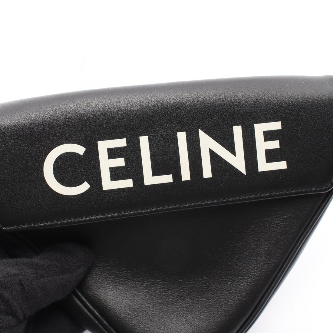 Celine Triangle Shoulder Bag Black Leather - 4
