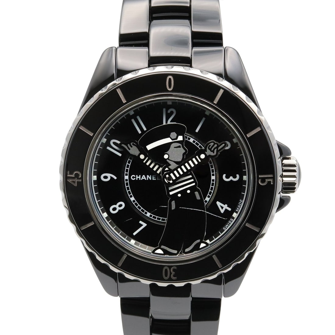 CHANEL J12 La Pausa H7609 Black Ceramic 38.8mm: CHANEL Black Mademoiselle J12 La Pausa H7609 watch in ceramic with black color. Includes storage box and guarantee. Case diameter 38.8mm; max arm circumference 17cm.