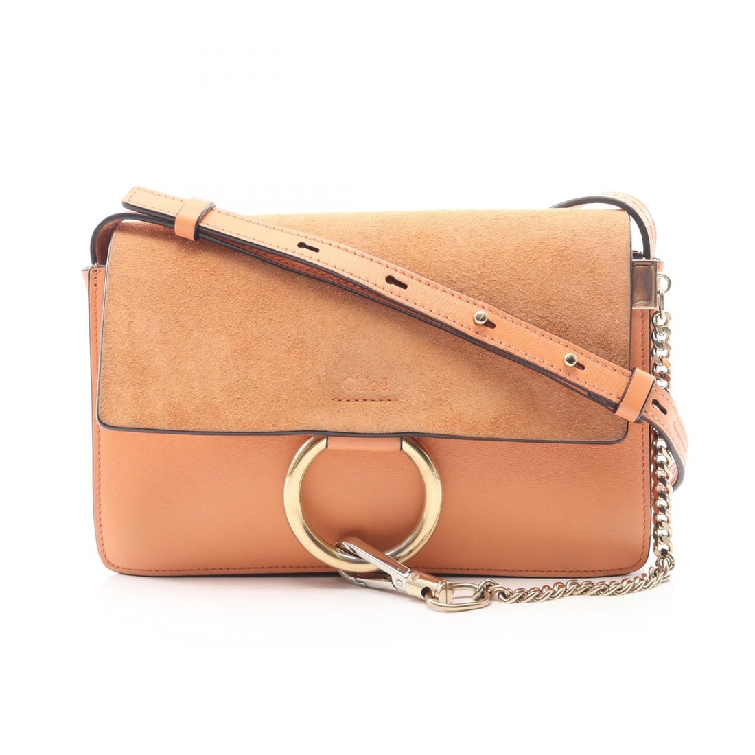 Chloe Faye Shoulder Orange Leather: FAYE shoulder bag in orange leather and suede. Size: W24 x H16 x D3 cm. Shoulder 109-121 cm.