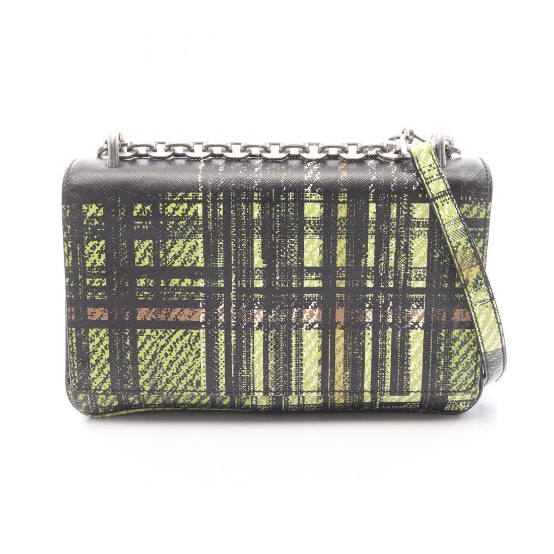 Prada Shoulder Black Green Multicolor: Shoulder bag in black, green, and multicolor leather. Size: W24 x H15 x D / cm. Strap drop 30 cm.