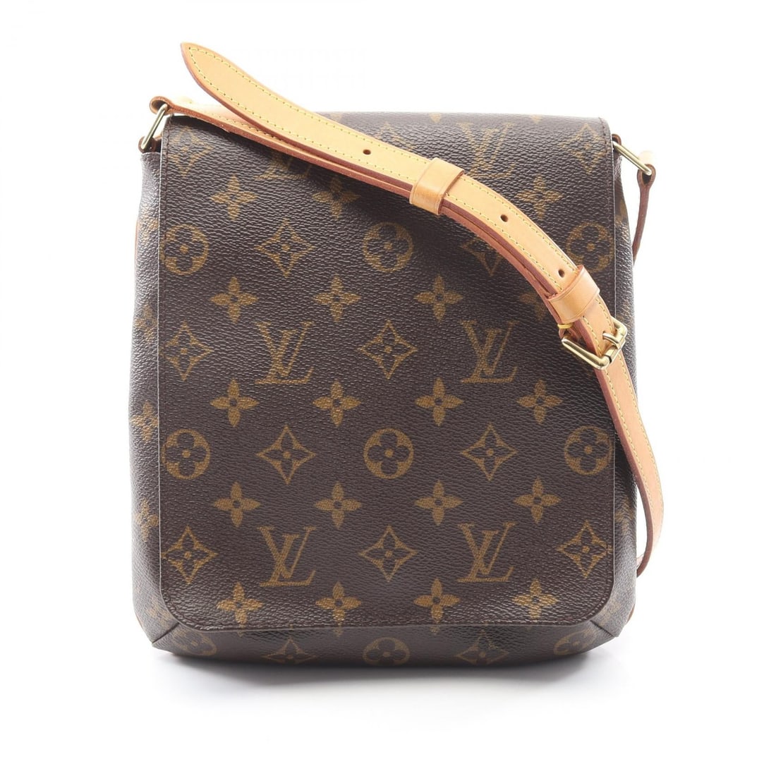 Louis Vuitton Mudget Salsa Brown: Mudget Salsa short strap shoulder bag in brown PVC coated canvas and leather. Size: W23 x H23 x D6 cm. Shoulder 63-75 cm.