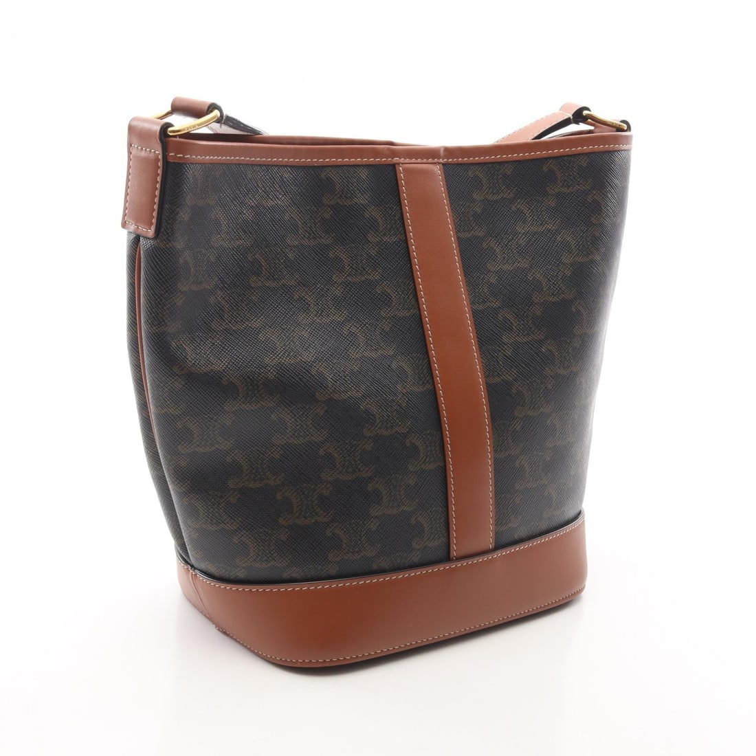 Celine Small Bucket Triomphe Black Brown - 2