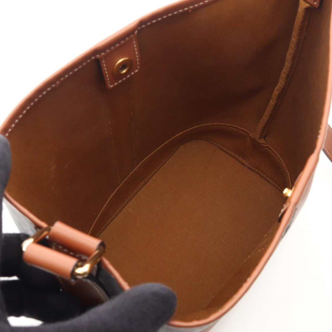 Celine Small Bucket Triomphe Black Brown - 3