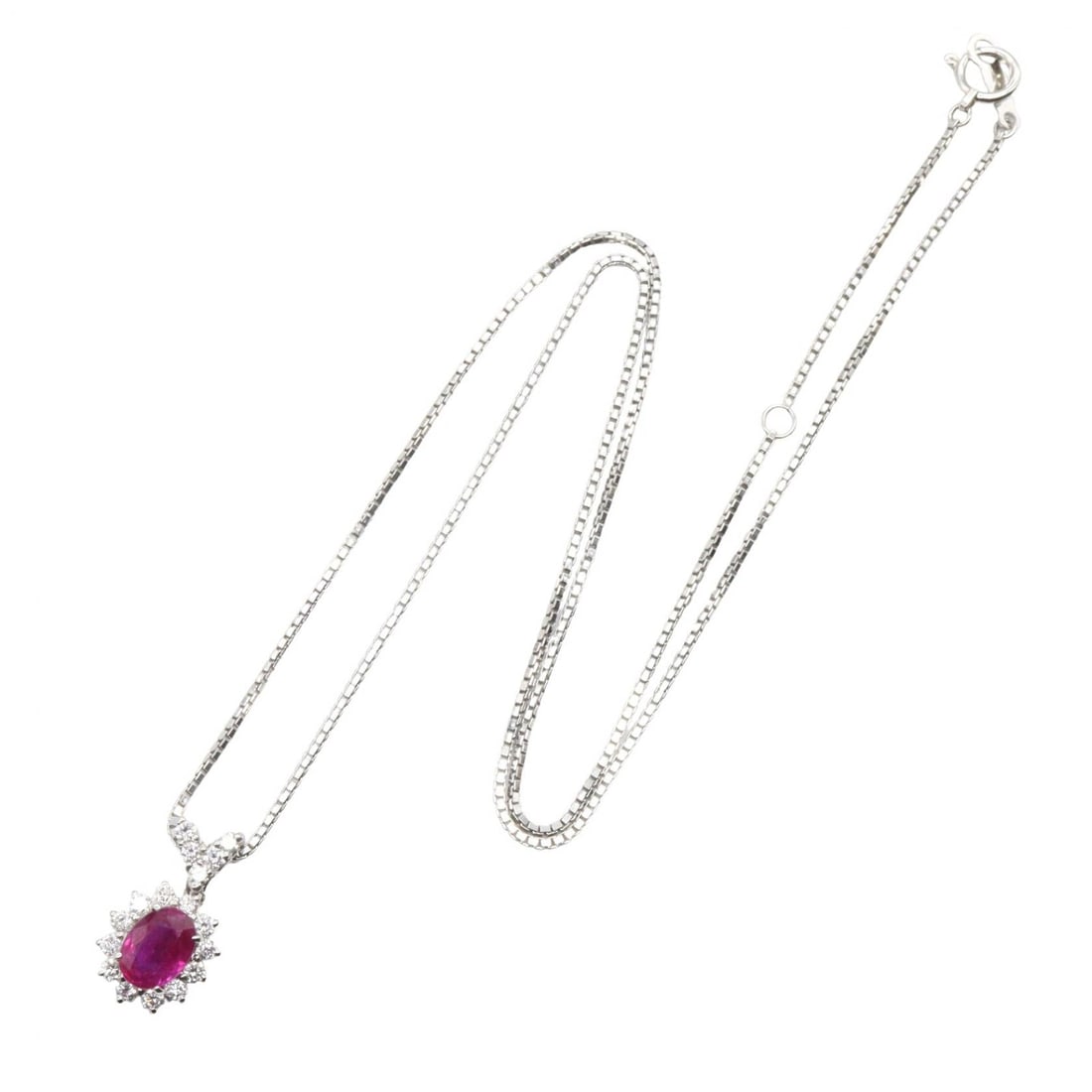 Ruby Diamond Platinum Necklace - 2