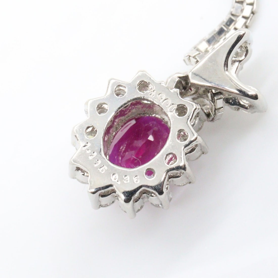 Ruby Diamond Platinum Necklace - 4