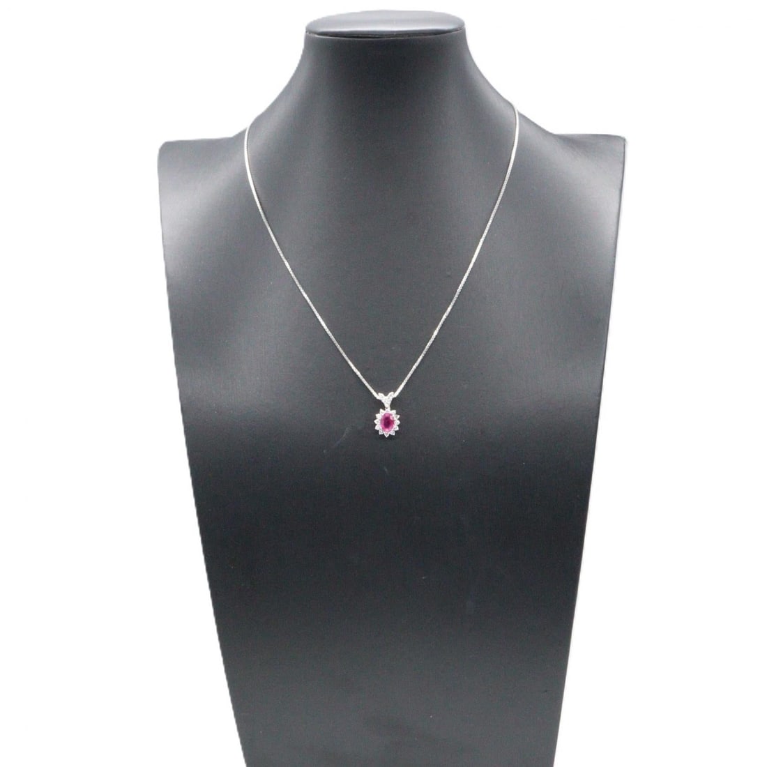 Ruby Diamond Platinum Necklace - 6