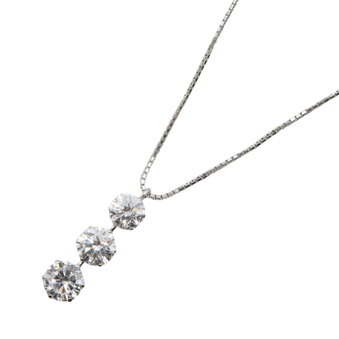 Diamond Necklace Pt900 Pt850 Platinum: Diamond necklace in Pt900 and Pt850 platinum. Includes certificate. Neck size 45cm. Motif 5mm wide x 19mm high. Weight 3.5g.