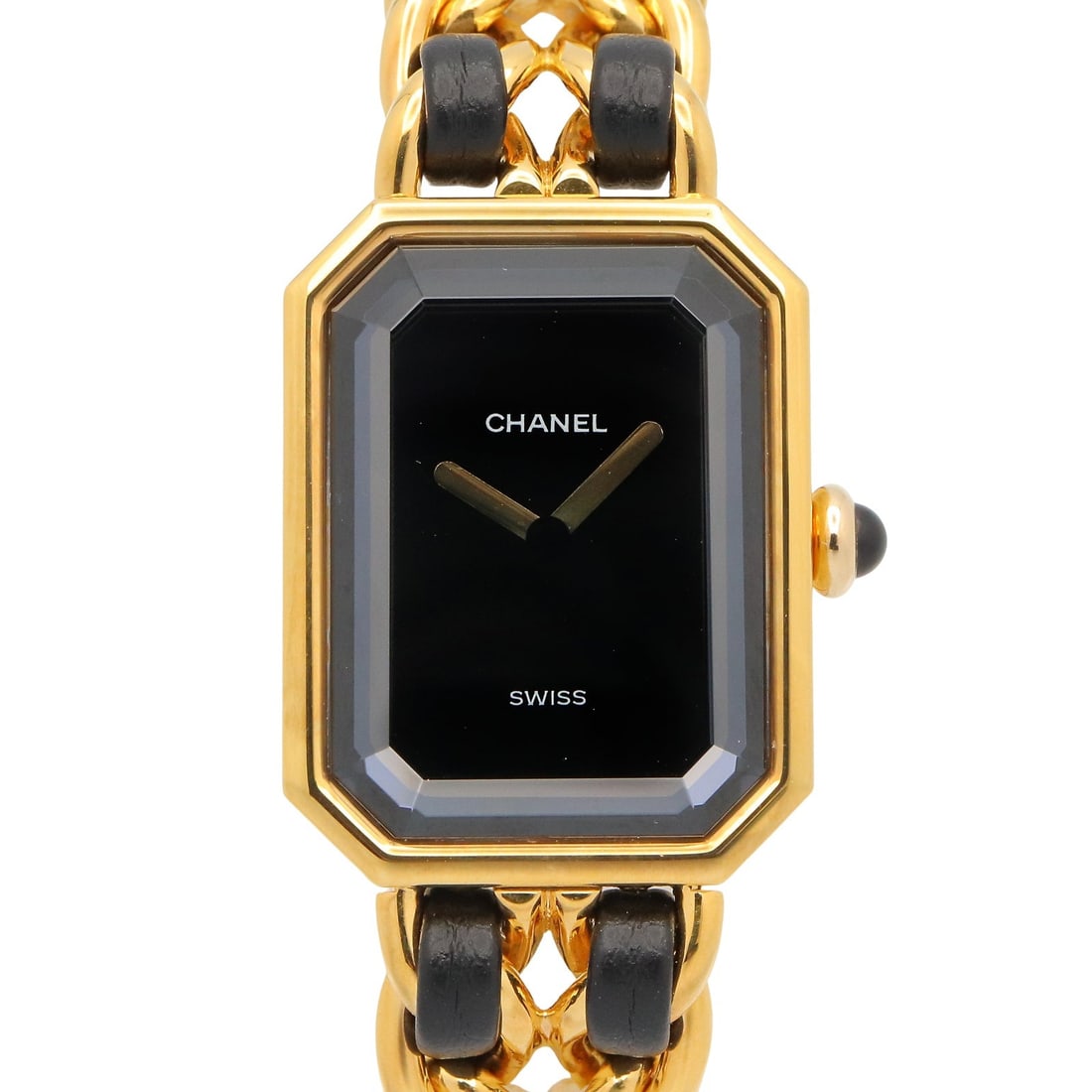 Chanel Premiere S H0001 Gold Plated Black: Watch. Color: Black. Material: Gold Plated, leather. Model H0001. Accessories: Guarantee. Case 26mm x 20mm; max wrist 13cm; band 13mm.