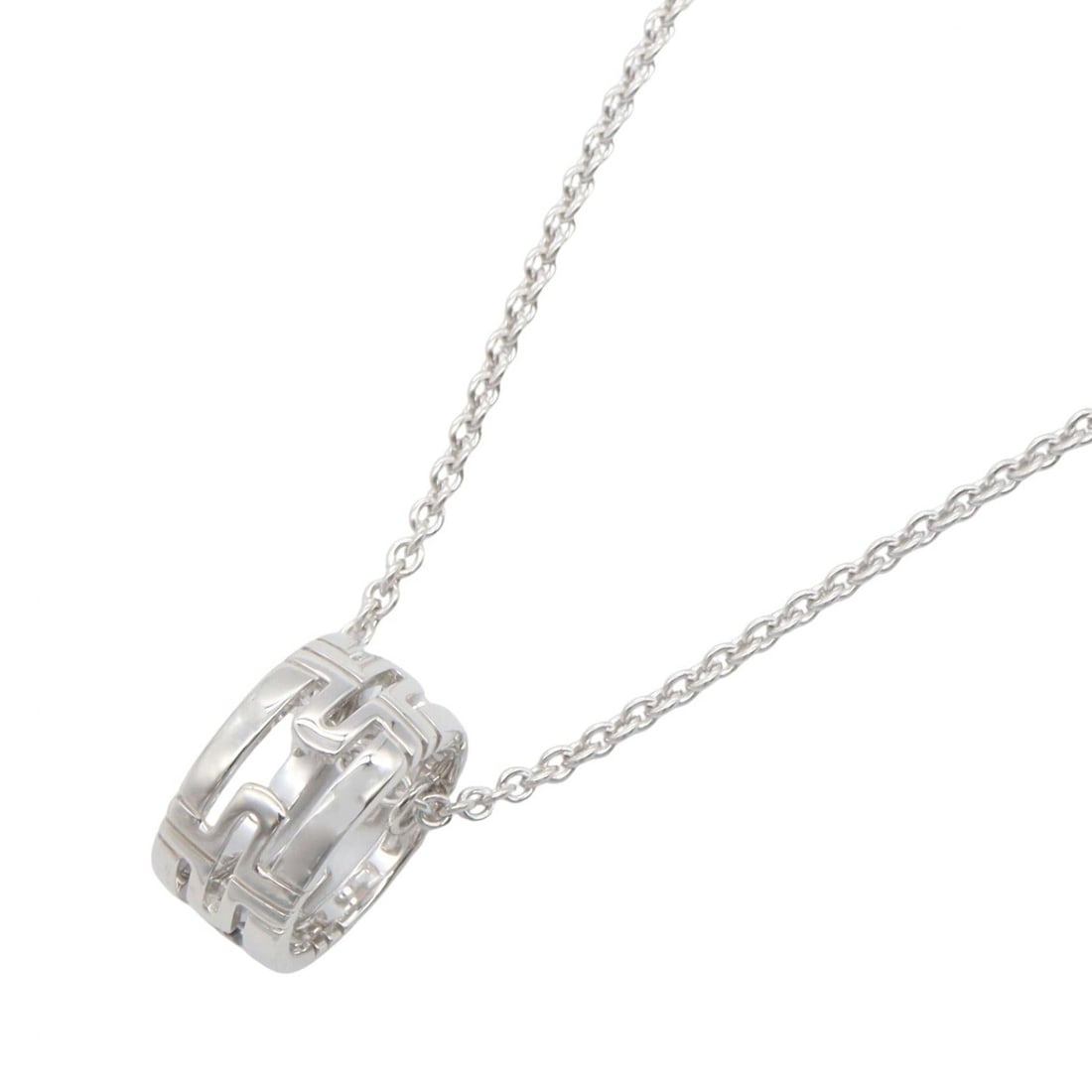 Bvlgari Parentesi Necklace 18K White Gold: Parentesi necklace in K18WG white gold. Adjustable neck size 38-45.5cm. Motif 7mm wide x 15mm high. Weight 11.8g.