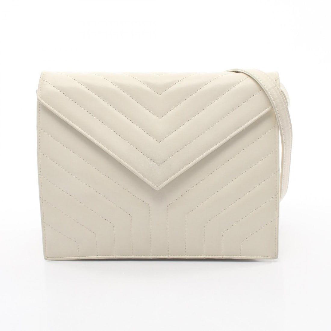 YSL Shoulder Bag White Leather: White leather shoulder bag. Size: W25 x H19 x D3/3 cm. Shoulder 100-107 cm.