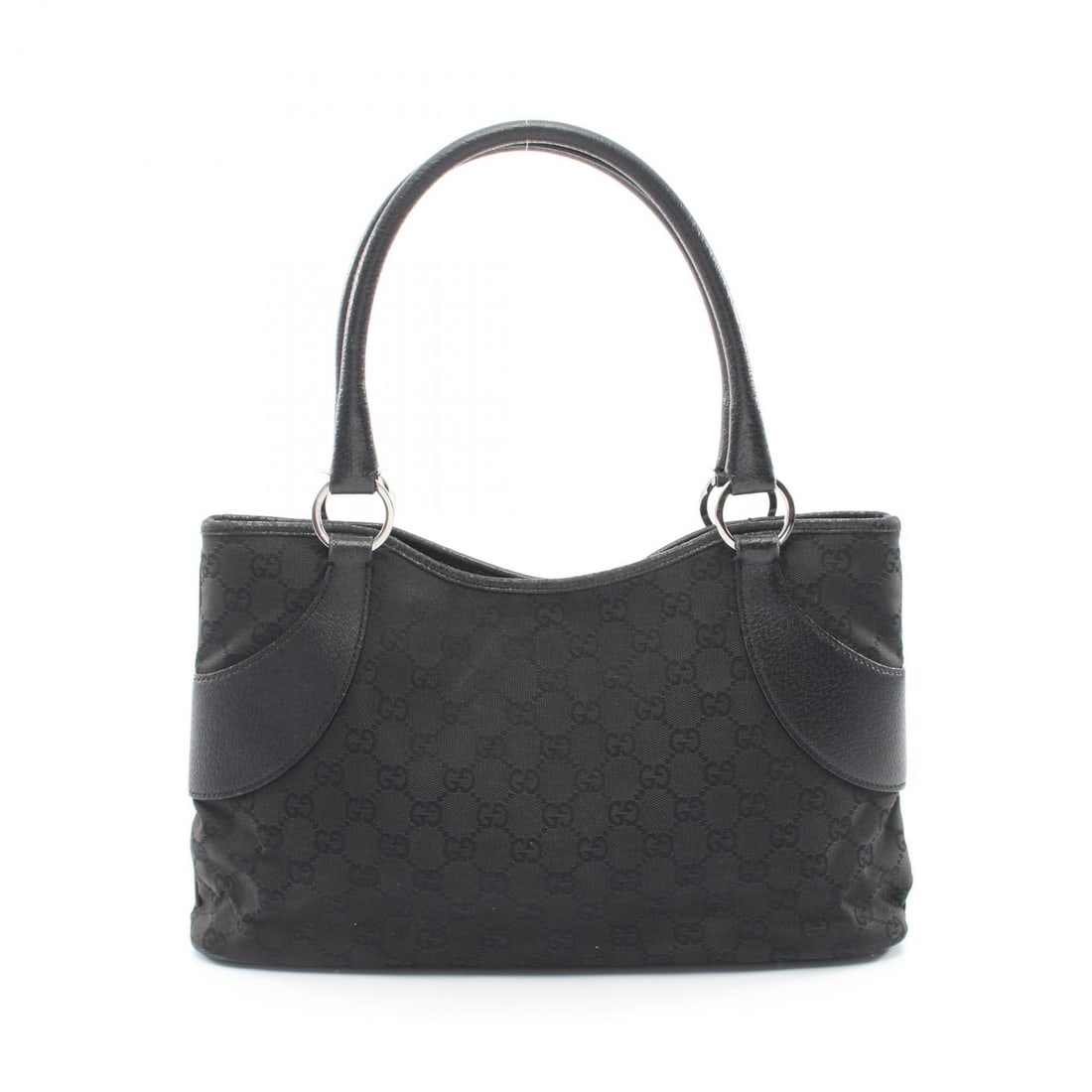 Gucci GG Canvas Tote Black: Black GG canvas tote bag with leather trim. Size: W36 x H18 x D6 cm. Handle 48 cm.