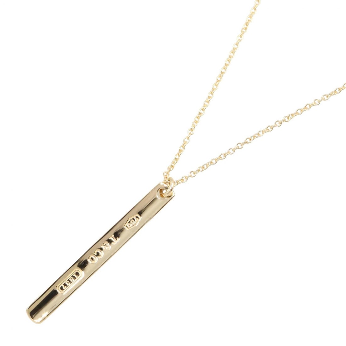 Tiffany 1837 Bar Necklace 18K Gold: 1837 bar necklace in K18 yellow gold. Neck size 40.5cm. Motif 3mm wide x 30mm high. Weight 3.5g.