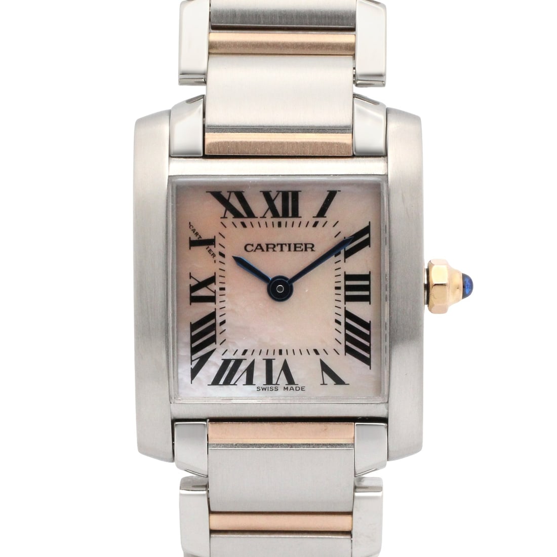 Cartier Tank Francaise SM W51027Q4 K18PG/SS: Wrist watch. Color: Pink / Pink shell. Material: K18PG (Rose Gold), Stainless Steel. Model W51027Q4. Accessories: Guarantee. Case 25mm x 20mm; max wrist 15cm.