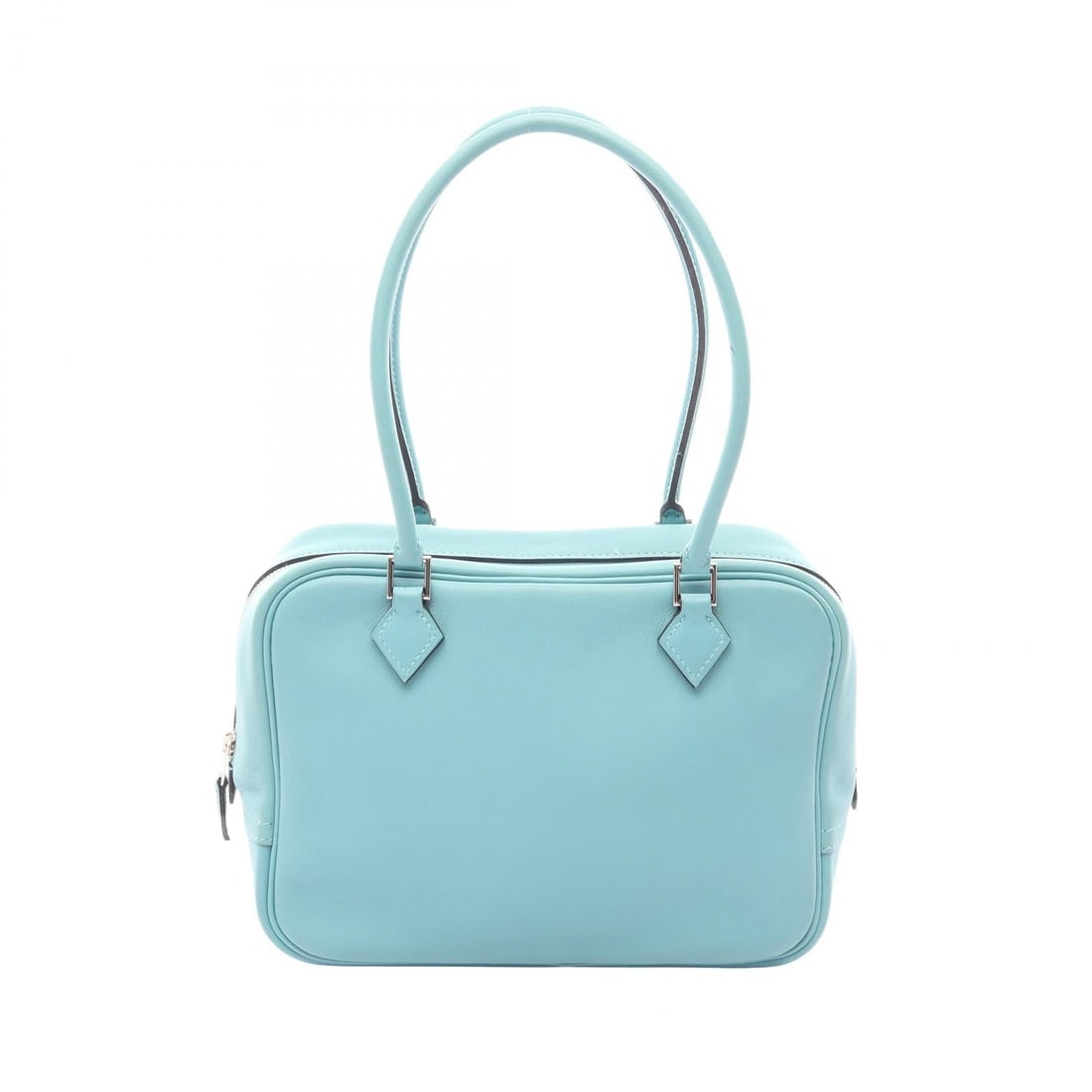 Hermes Mini Plum 20 Blue Atoll Bag: Blue atoll Mini plum 20 handbag in leather, Calfskin (cowhide), and Vaux Swift leather. 20 x 15 x 7 cm with 40 cm handle.