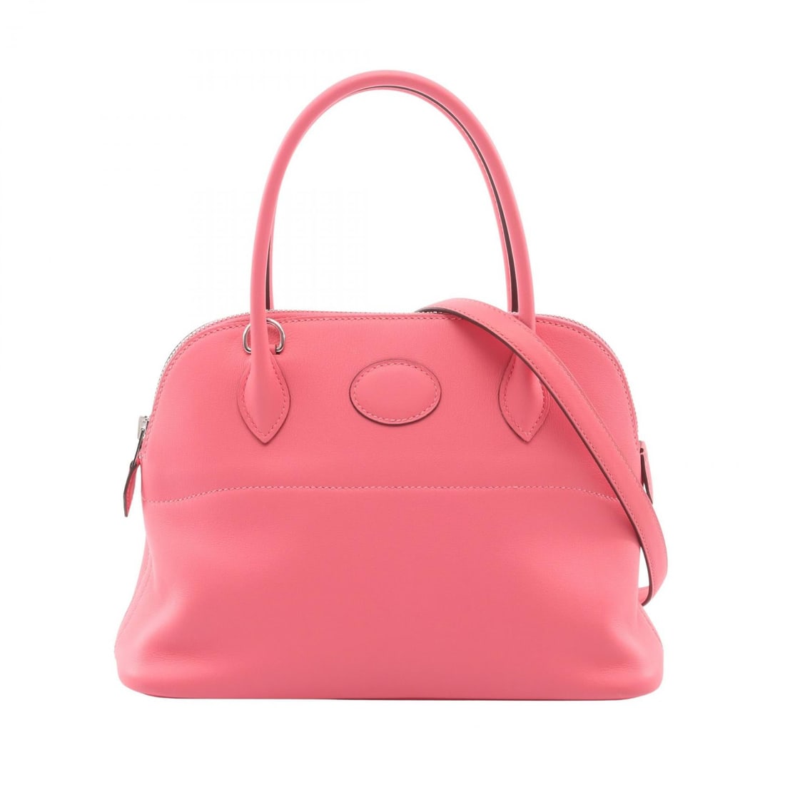 Hermes Bolide 27 Rose Azalee: Bolide 27 2 way handbag in Rose Azalee pink Vaux Swift leather and calfskin. Size: W26 x H18.5 x D10 cm. Handle 32 cm. Shoulder 90 cm. Includes shoulder strap.