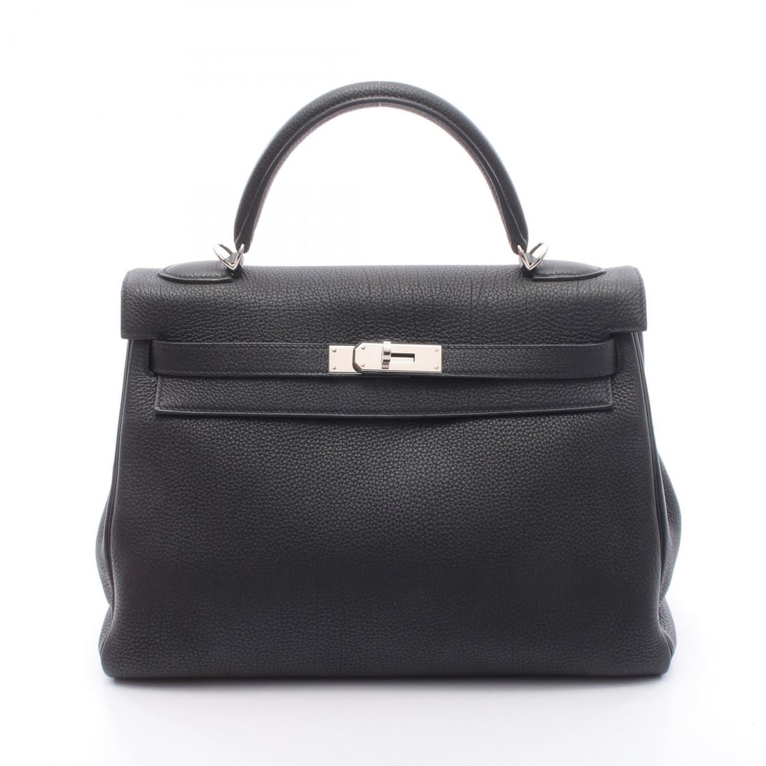 Hermes Kelly 32 Inner Stitch Black: Kelly 32 inner stitch 2 way handbag in Noir Black Togo leather. Size: W32 x H23 x D12 cm. Handle 28 cm. Shoulder 90 cm.