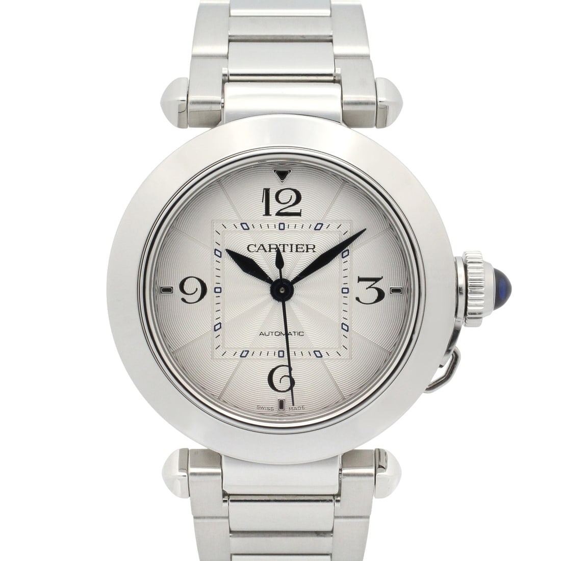 Cartier Pasha WSPA0013 SS Silver: Boys wrist watch. Color: Silver. Material: Stainless Steel. Model WSPA0013. Accessories: Guarantee. Case 35mm; max wrist 15.5cm.
