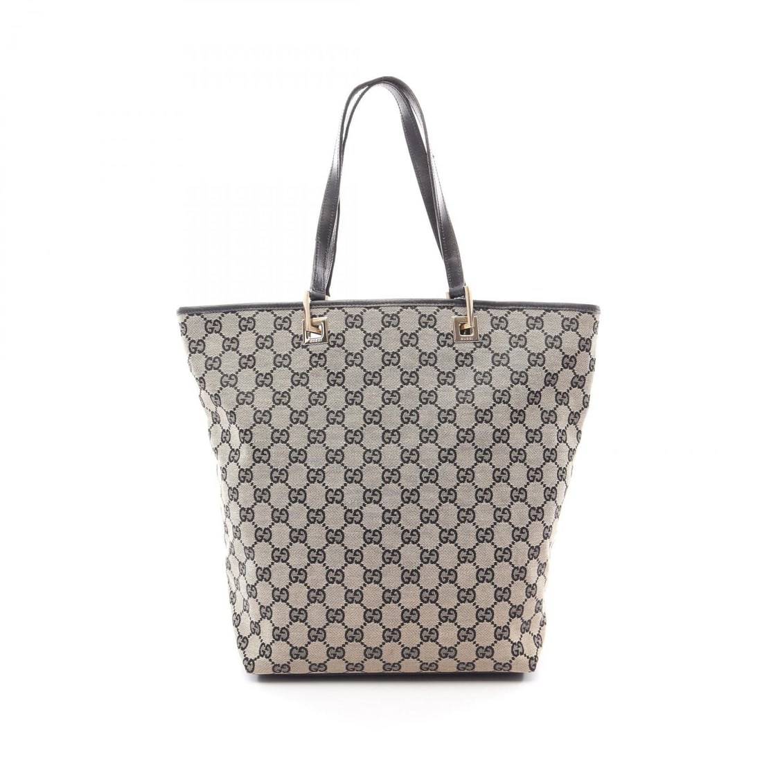 Gucci GG Canvas Tote Beige Black: Beige and black GG canvas tote bag with leather trim. Size: W25 x H31 x D11.5 cm. Handle 47 cm.