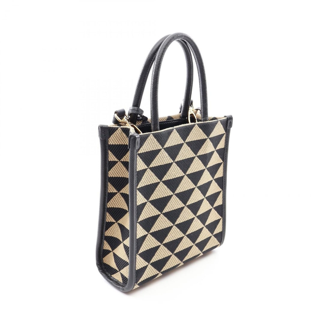 Prada Triangolo Jacquard Mini 2Way Black/Beige - 2