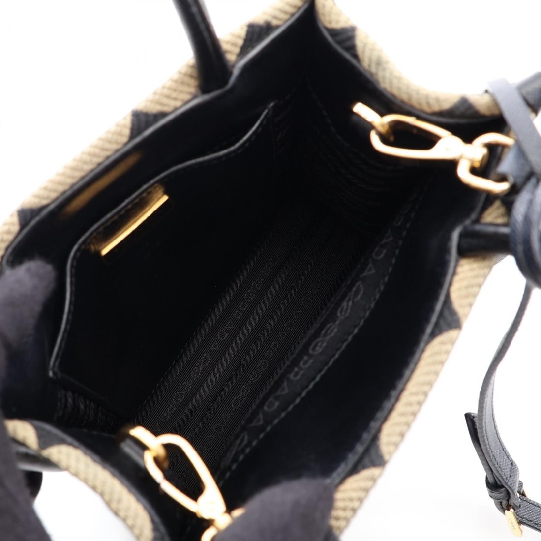 Prada Triangolo Jacquard Mini 2Way Black/Beige - 3