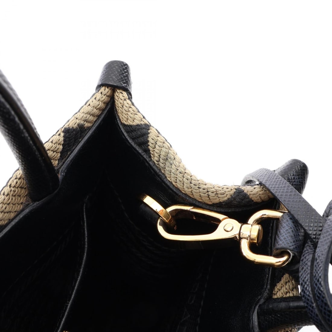 Prada Triangolo Jacquard Mini 2Way Black/Beige - 7