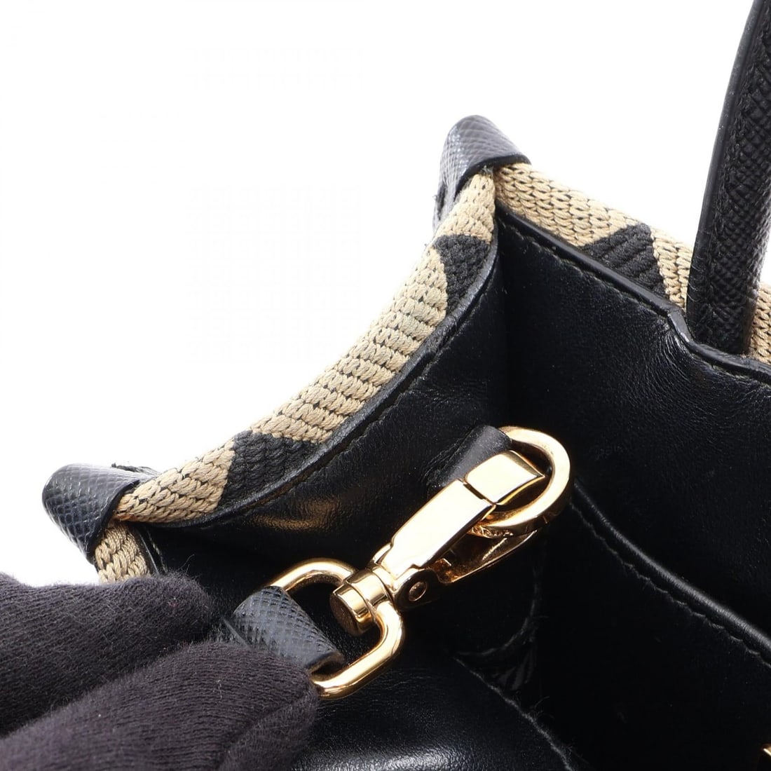 Prada Triangolo Jacquard Mini 2Way Black/Beige - 8
