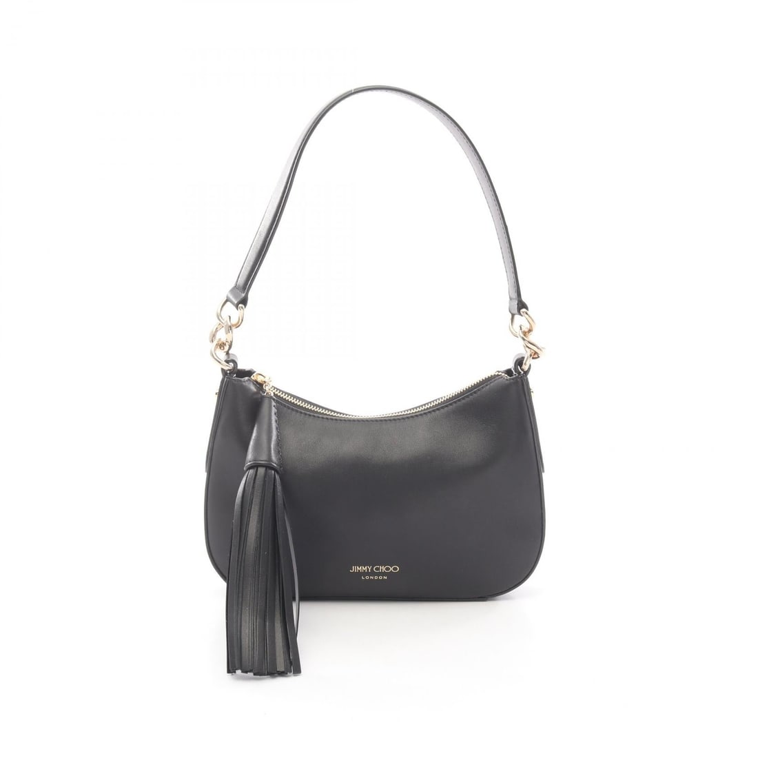 Jimmy Choo Shoulder Bag Black Leather: Black leather shoulder bag. Size: W25 x H15 x D4 cm. Shoulder 50 cm.
