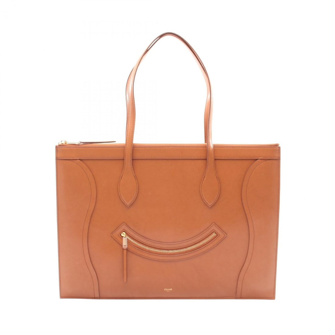Celine Flat Luggage Brown Tote: Brown Flat Luggage tote bag in leather. 44 x 31.5 x 0.5 cm; strap drop 22 cm; shoulder up to 61.5 cm. Model 123963GW4GFY5.
