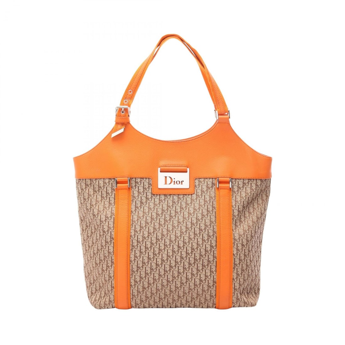 Dior Trotter Street Chic Tote Beige: Trotter Street Chic tote bag in beige and orange canvas with leather trim. Size: W31 x H31 x D13 cm. Handle 36-40 cm.